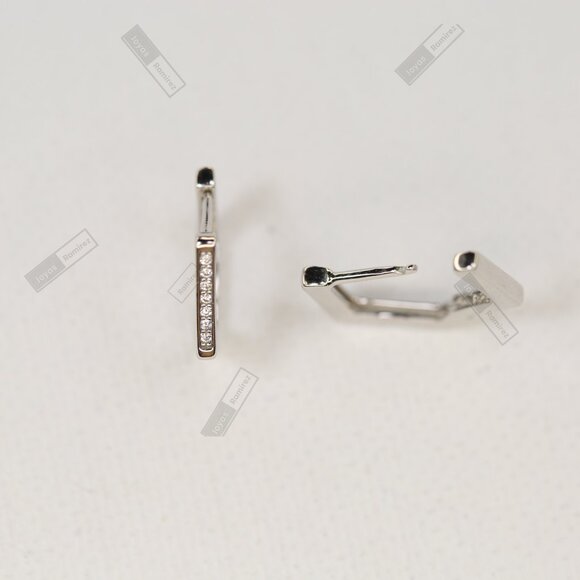 1.6cm Geometric Earrings in Rhodium-Plated Sterling Silver • Elegant Design. - Picture 6 of 7